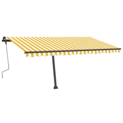 Copertină retractabilă manual cu LED - Galben/Alb - 400x350 cm