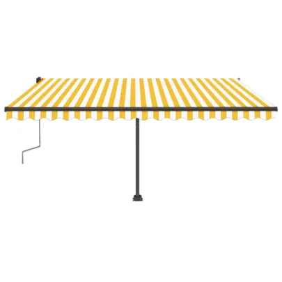 Copertină retractabilă manual cu LED - Galben/Alb - 400x350 cm