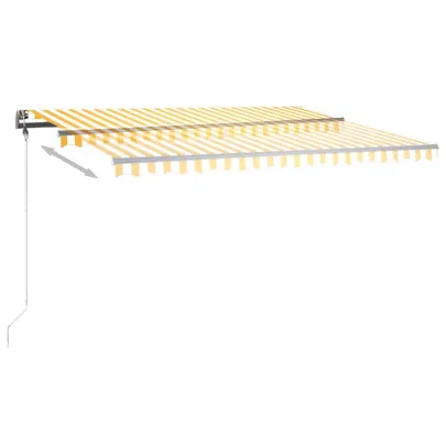 Copertină retractabilă manual cu LED - Galben/Alb - 400x350 cm