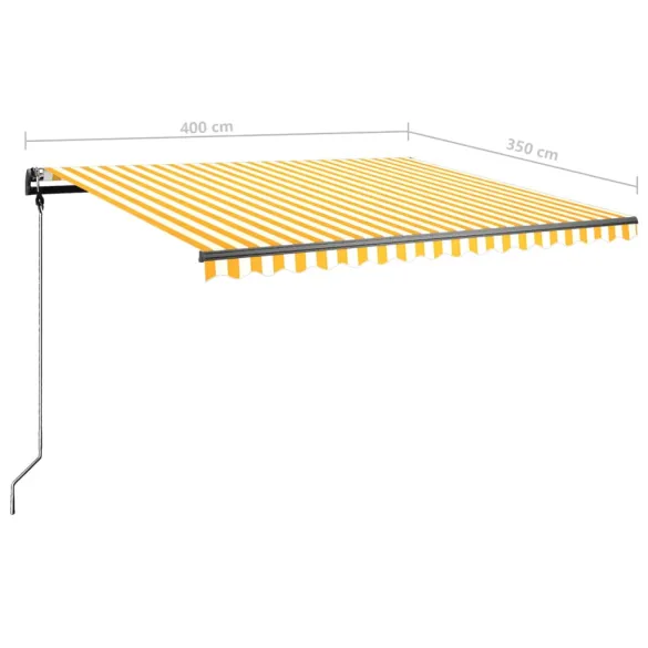 Copertină retractabilă manual cu LED - Galben/Alb - 400x350 cm