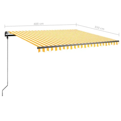 Copertină retractabilă manual cu LED - Galben/Alb - 400x350 cm