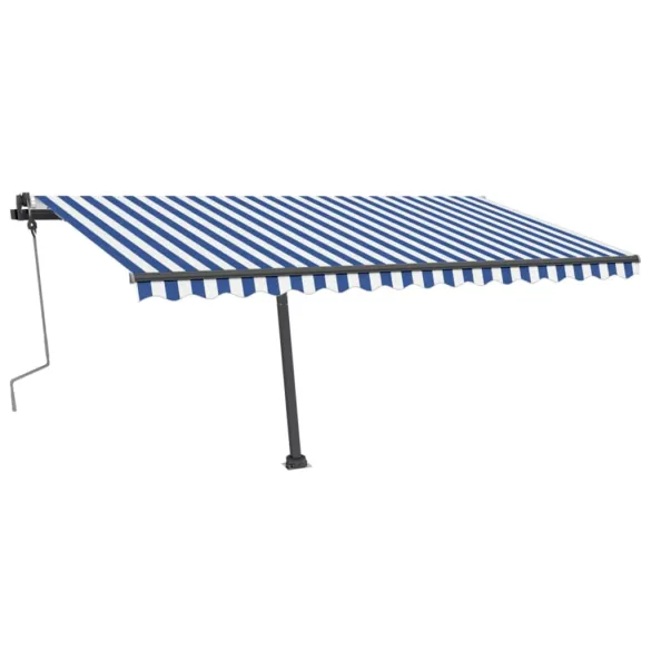 Copertină retractabilă manual cu LED - 400x350 cm - Albastru/Alb