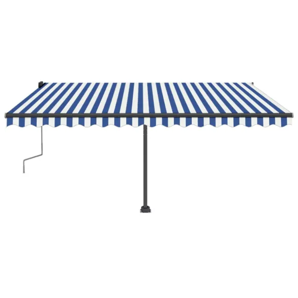 Copertină retractabilă manual cu LED - 400x350 cm - Albastru/Alb