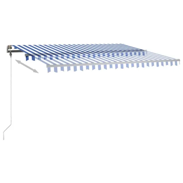 Copertină retractabilă manual cu LED - 400x350 cm - Albastru/Alb