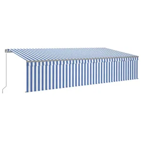 Copertină Retractabilă Manual cu Stor - Albastru&Alb - 6x3 m 2