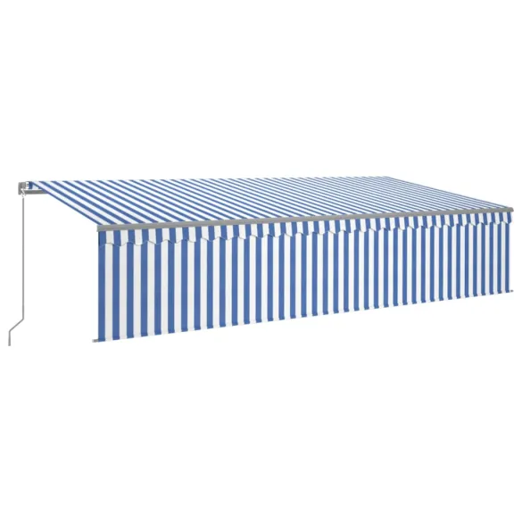 Copertină Retractabilă Manual cu Stor - Albastru&Alb - 6x3 m