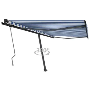 Copertină Retractabilă 400x350 cm Albastru-Alb | Livrare Gratuită