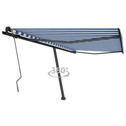 Copertină Retractabilă 400x350 cm Albastru-Alb | Livrare Gratuită
