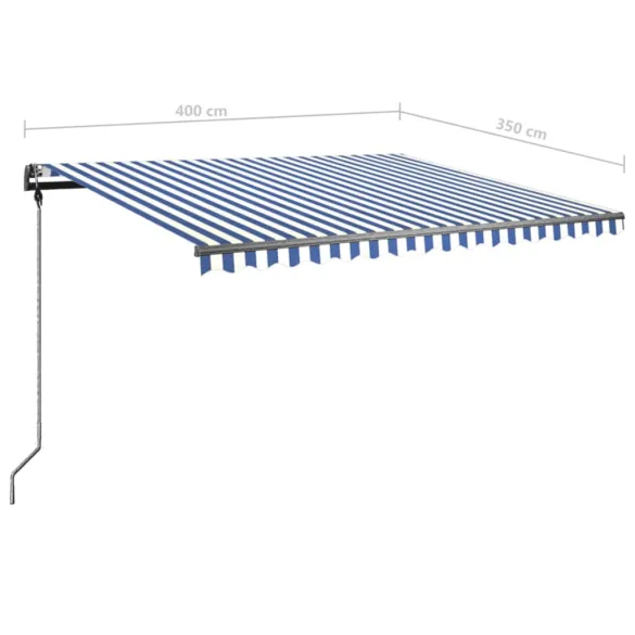 Copertină Retractabilă 400x350 cm Albastru-Alb | Livrare Gratuită