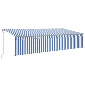 Copertină Retractabilă Automată cu Stor 6x3 m - Albastru/Alb 2