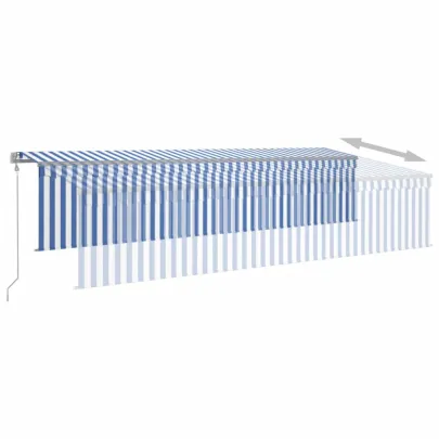 Copertină Retractabilă Automată cu Stor 6x3 m - Albastru/Alb