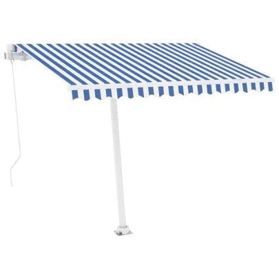 Copertină Retractabilă Manuală 300x250 cm - Albastru/Alb