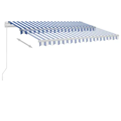 Copertină Retractabilă Manuală 300x250 cm - Albastru/Alb