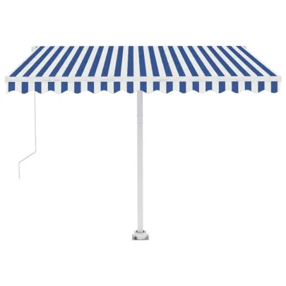 Copertină Retractabilă Manuală 300x250 cm - Albastru/Alb