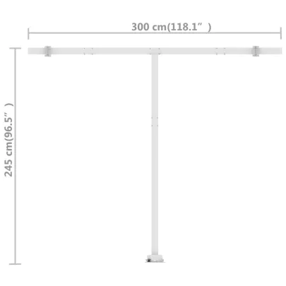 Copertină Retractabilă Manuală 300x250 cm - Albastru/Alb