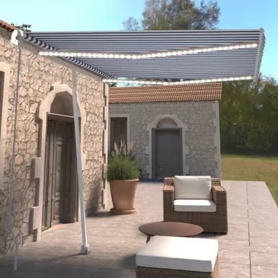 Copertină retractabilă manual cu LED pentru exterior 300x250 cm