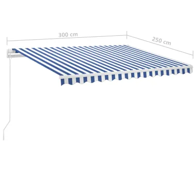 Copertină retractabilă manual cu LED pentru exterior 300x250 cm