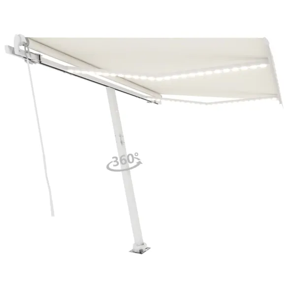Copertină retractabilă manuală cu LED - crem 300x250 cm