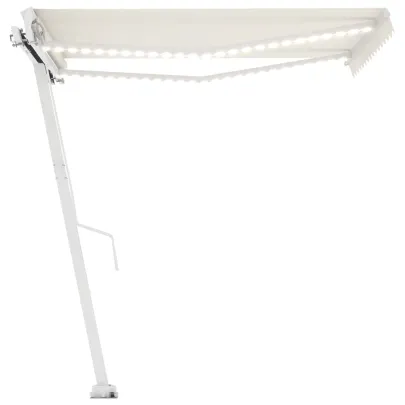 Copertină retractabilă manuală cu LED - crem 300x250 cm