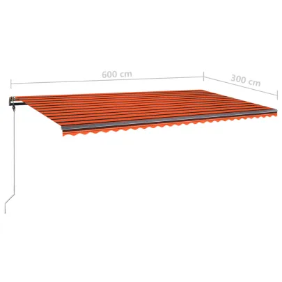 Copertină Retractabilă Manual 6x3m - Portocaliu/Maro