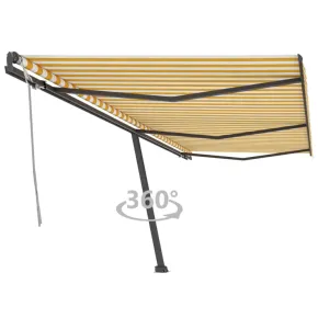 Copertină retractabilă manual 600x300cm - Galben/Alb