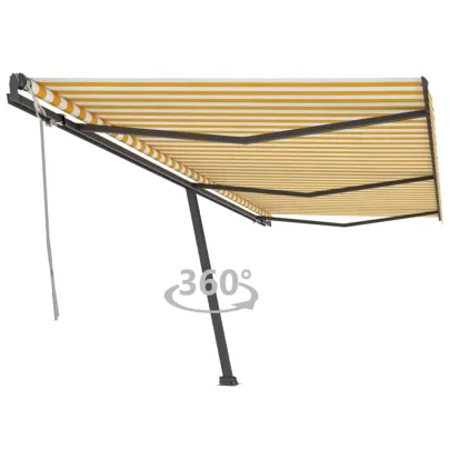 Copertină retractabilă manual 600x300cm - Galben/Alb