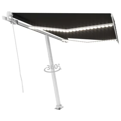 Copertină retractabilă manual cu LED - Antracit - 300x250 cm