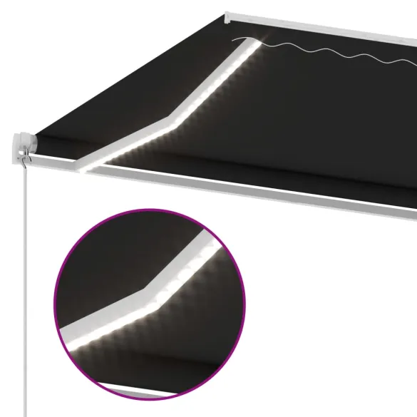 Copertină retractabilă manual cu LED - Antracit - 300x250 cm
