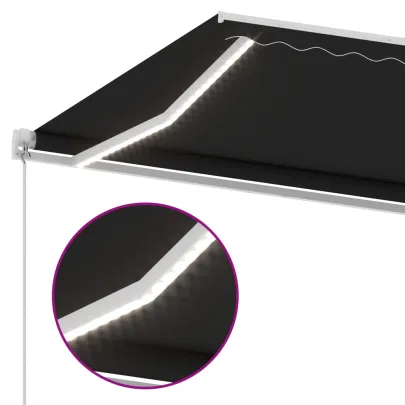 Copertină retractabilă manual cu LED - Antracit - 300x250 cm
