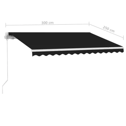 Copertină retractabilă manual cu LED - Antracit - 300x250 cm