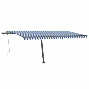 Copertină Automată cu Senzor Vânt și LED - Albastru/Alb 500x300 cm 2