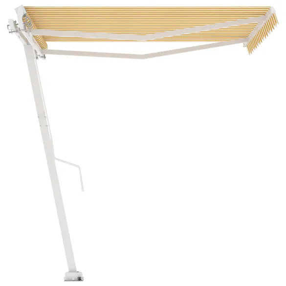 Copertină Retractabilă Manuală 350x250 cm - Galben/Alb