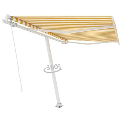 Copertină Retractabilă Manuală 350x250 cm - Galben/Alb
