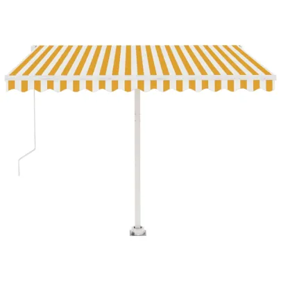 Copertină Retractabilă Manuală 350x250 cm - Galben/Alb