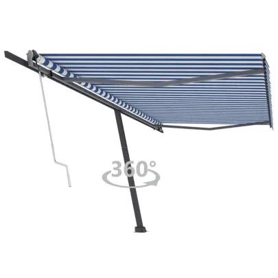 Copertină Retractabilă Automat 500x300 cm Albastru-Alb