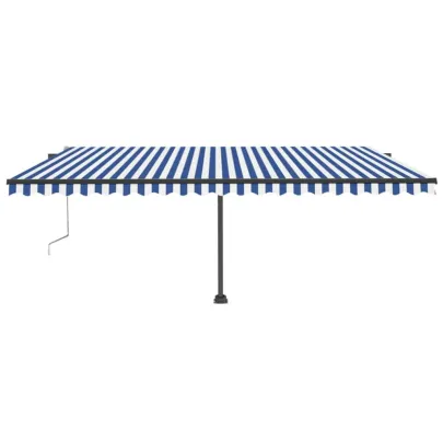 Copertină Retractabilă Automat 500x300 cm Albastru-Alb