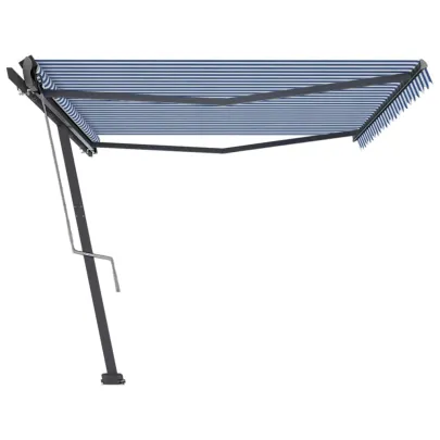 Copertină Retractabilă Automat 500x300 cm Albastru-Alb