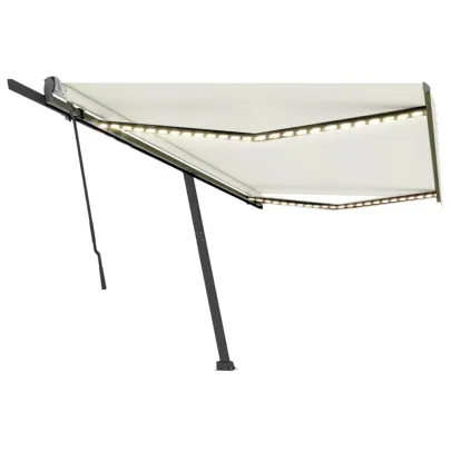 Copertină retractabilă manual cu LED - 500x300 cm - Crem