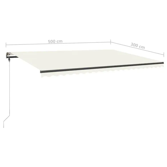 Copertină retractabilă manual cu LED - 500x300 cm - Crem