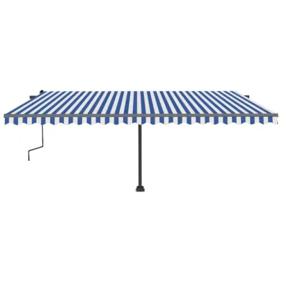 Copertină retractabilă manual cu LED 5x3m - Albastru&Alb
