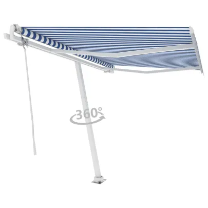 Copertină automată retractabilă 350x250 cm - Albastru & Alb