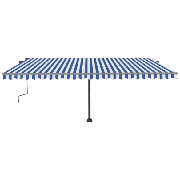 Copertină retractabilă manual 5x3m - Albastru/Alb | Livrare gratuită