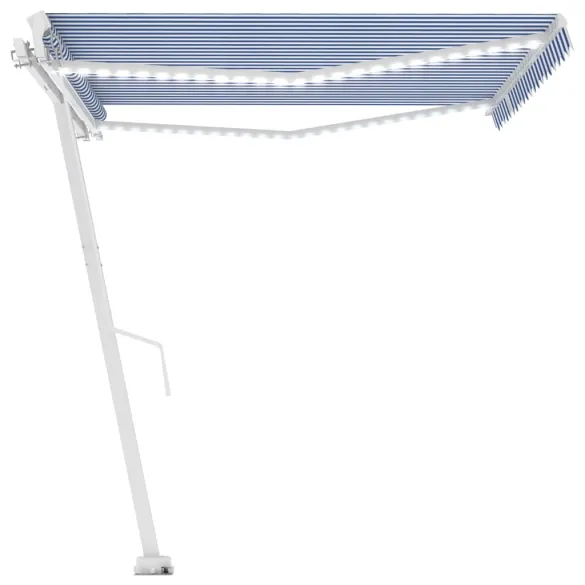 Copertină retractabilă manual cu LED 400x300cm - Albastru/Alb