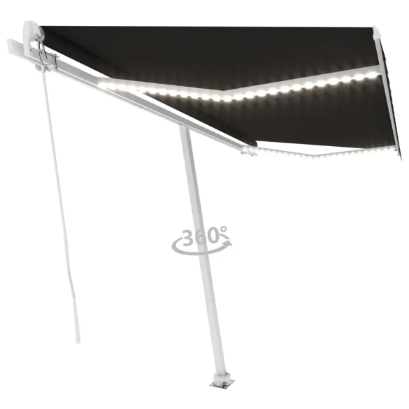 Copertină retractabilă manual cu LED - Antracit 400x300 cm