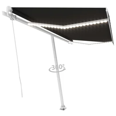 Copertină retractabilă manual cu LED - Antracit 400x300 cm