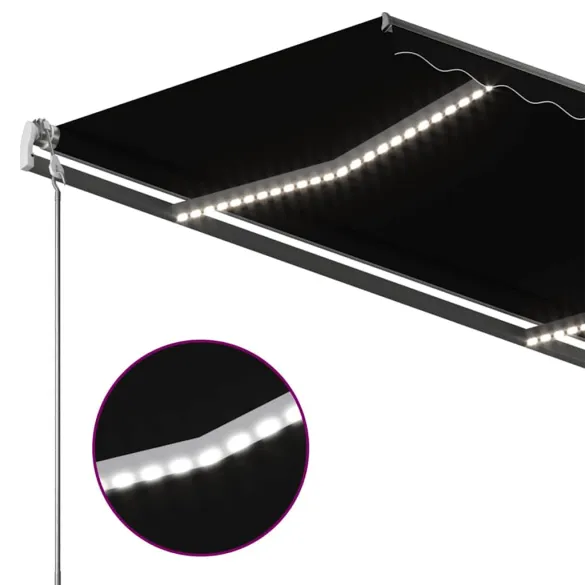Copertină Retractabilă Manual cu LED - Antracit 450x300cm