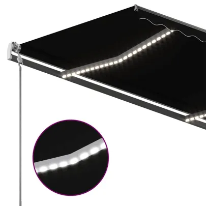 Copertină Retractabilă Manual cu LED - Antracit 450x300cm