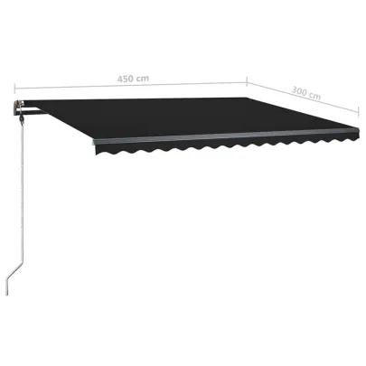 Copertină Retractabilă Manual cu LED - Antracit 450x300cm