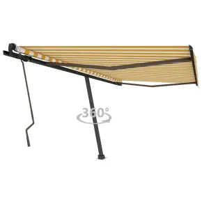 Copertină Retractabilă Manual - Galben/Alb - 450x300 cm