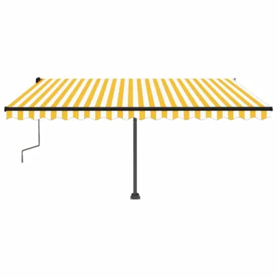 Copertină Retractabilă Manual - Galben/Alb - 450x300 cm